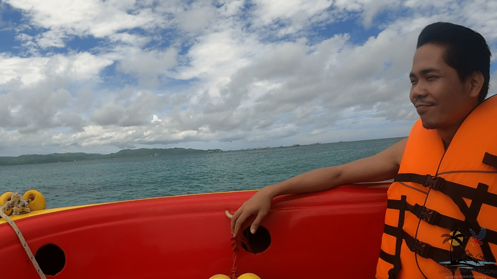 Man riding boat in Boracay