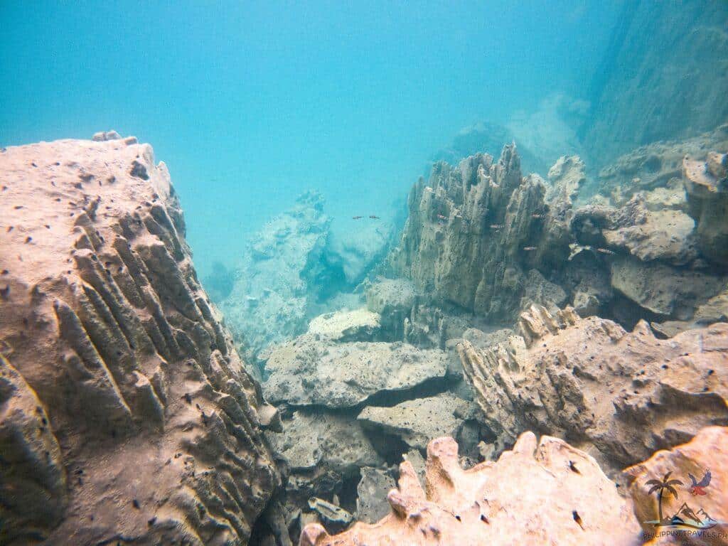 Underwater limestone rock formations