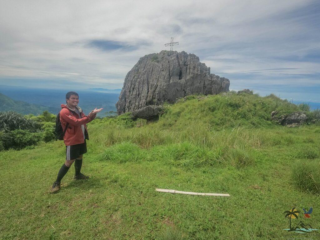 Me in front of Mount Napulak's rock formation summit