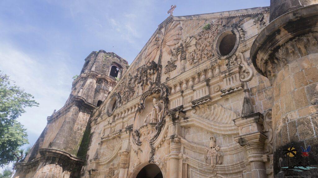 Close up of Miagao Church's intricate facade