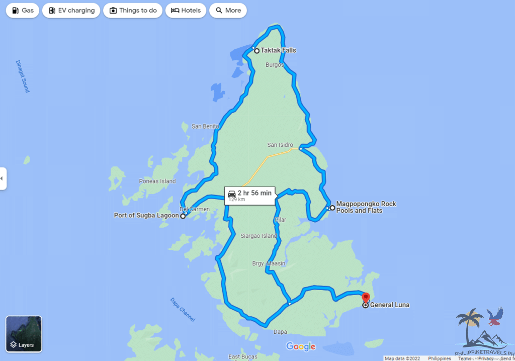 Route around the whole Siargao