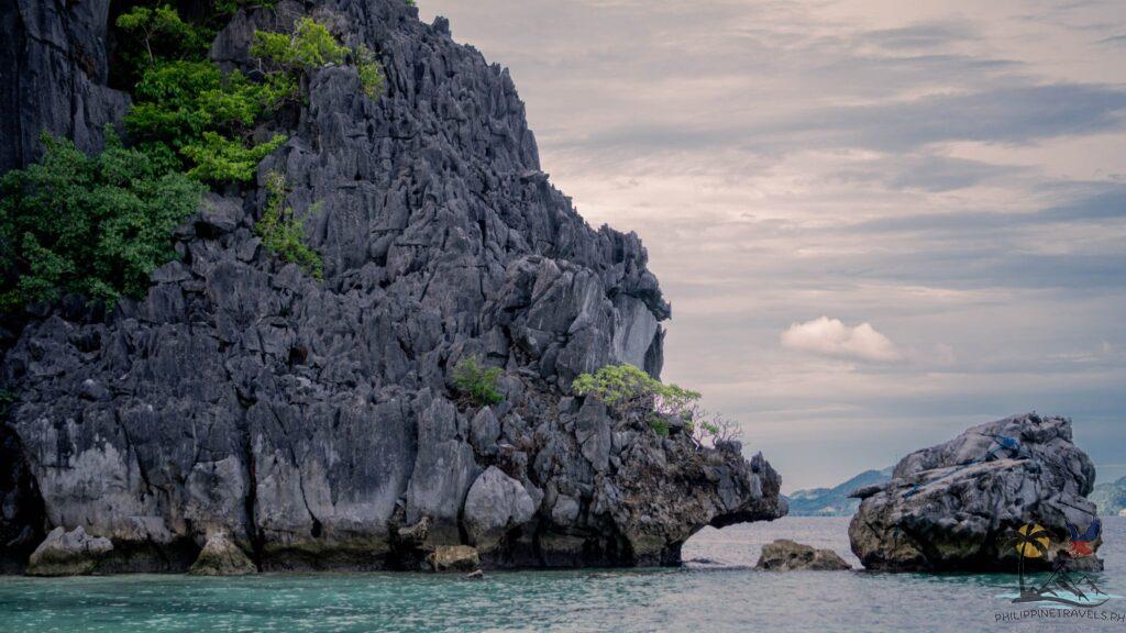 Black island rock formations