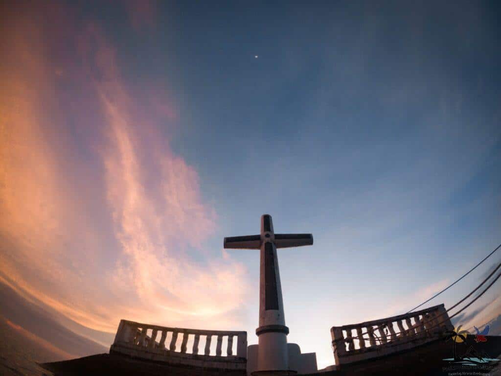 Sunken cemetery during sunset