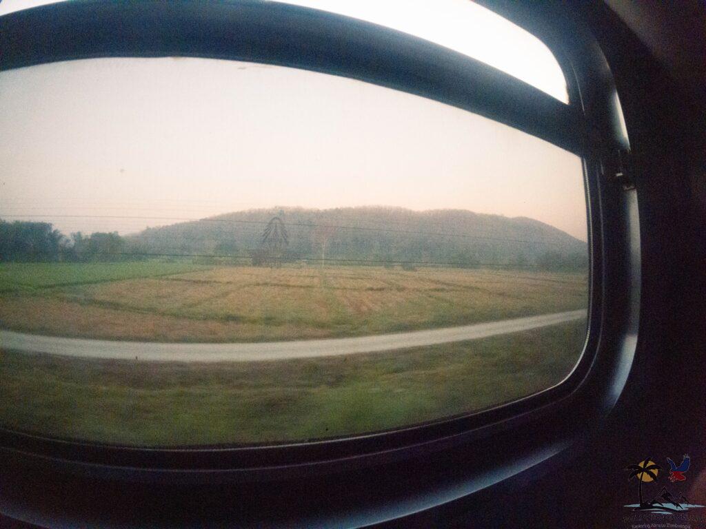 Flat field of central Thailand as seen from train window