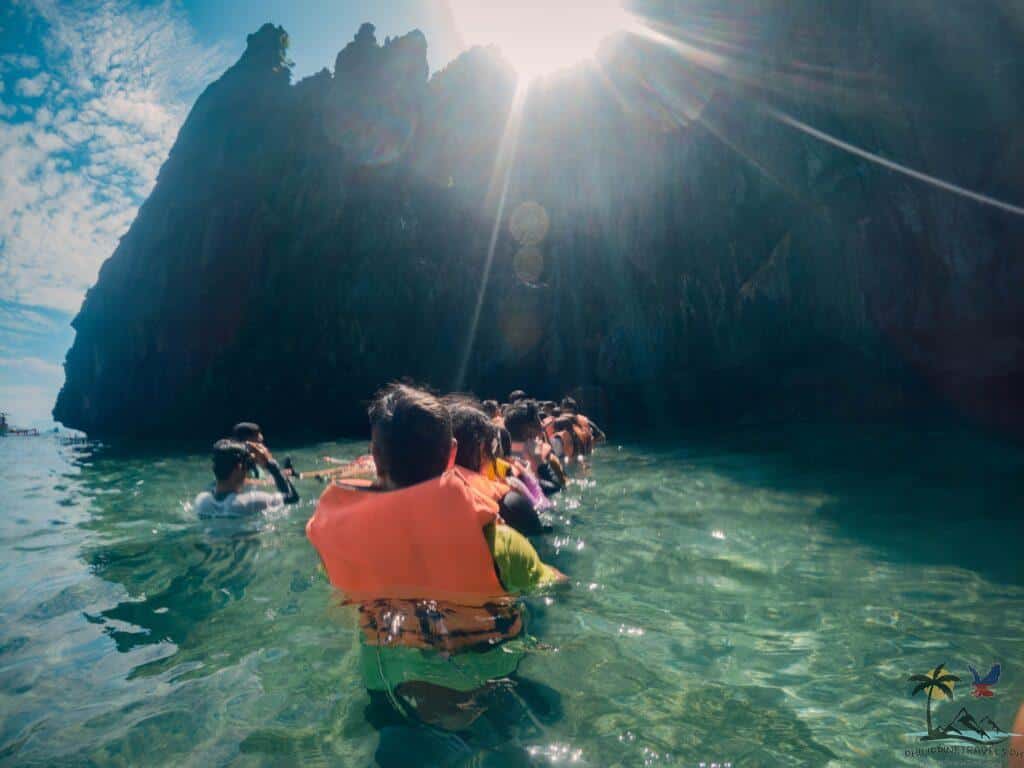 People lining up to go inside Secret Lagoon