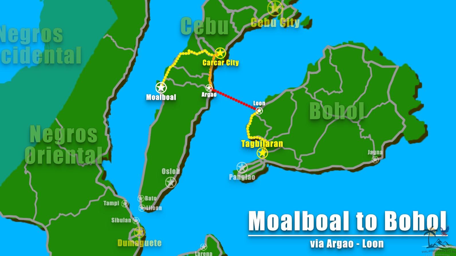 Moalboal to Bohol via Argao - Loon travel route