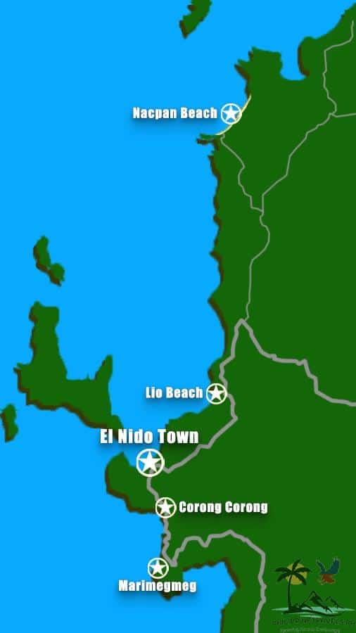 El Nido places to stay map
